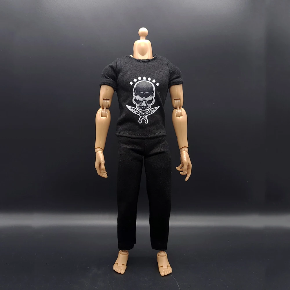 

1/6 масштаб Мужская сильная мускулистная солдатская облегающая черная футболка боевые брюки с поясом для 12-дюймовой экшн-фигурки модель тел...