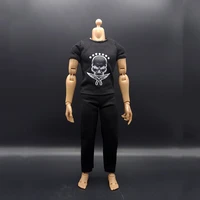 16 scale male strong muscle soldier tight black t shirt combat pants with belt for 12inch action figure body model at027
