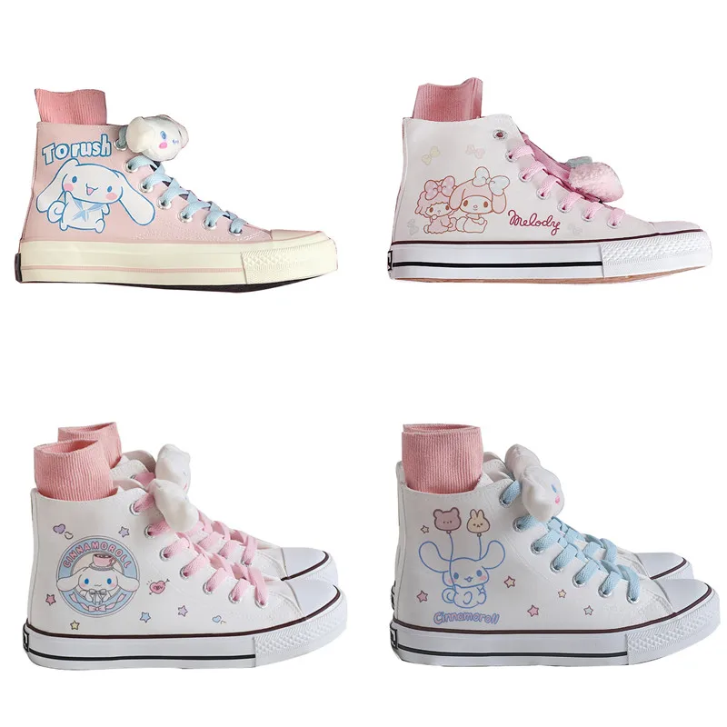 

Sanriod аниме вокруг Mymelody Kuromi Cinnamoroll ручная роспись взрывоопасные граффити женская обувь