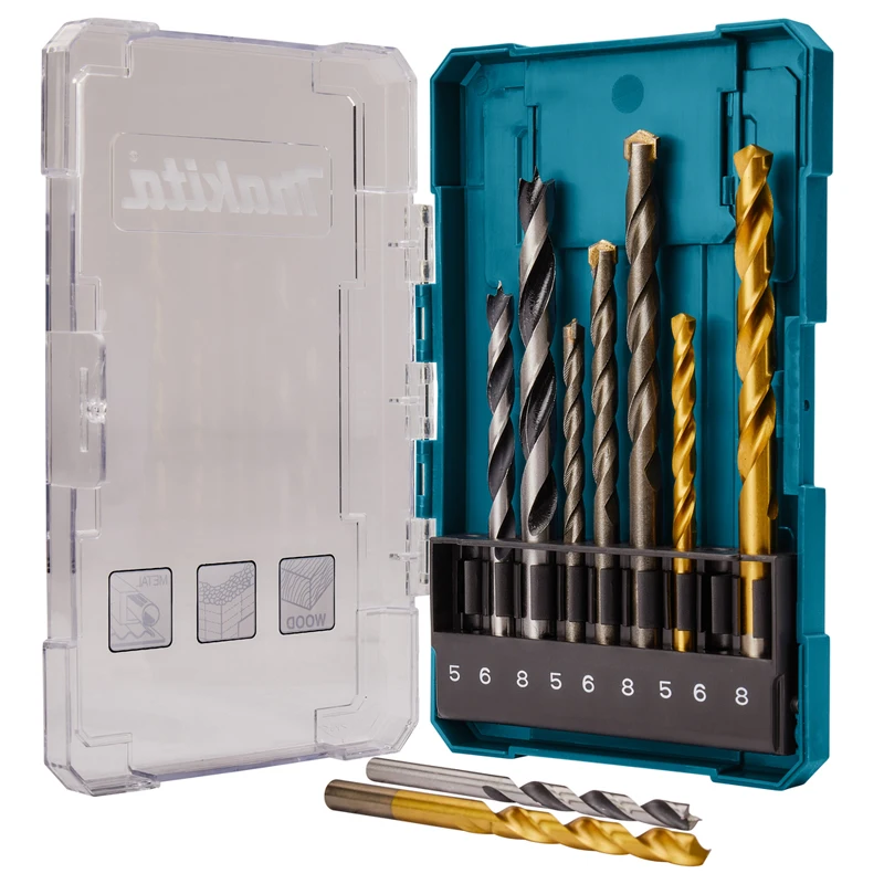 Набор сверл Makita D-71962 комплект из 9 насадок с прямым хвостовиком для работ по