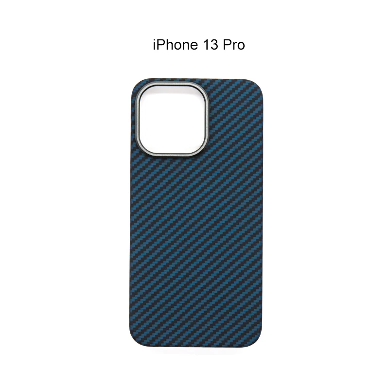 

Carbon fiber iPhone13 Pro Phone shell blue matte lens circle CAPA FIBRA prevention hard iPhone 13pro cover carbon fiber