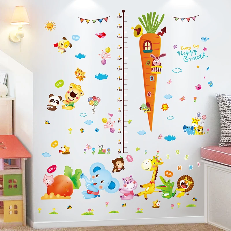 

Carrot Height Measure Wall Stickers Vinyl DIY Animals Wall Decals for Kids Rooms Baby Bedroom Children Nursery Home Decoration