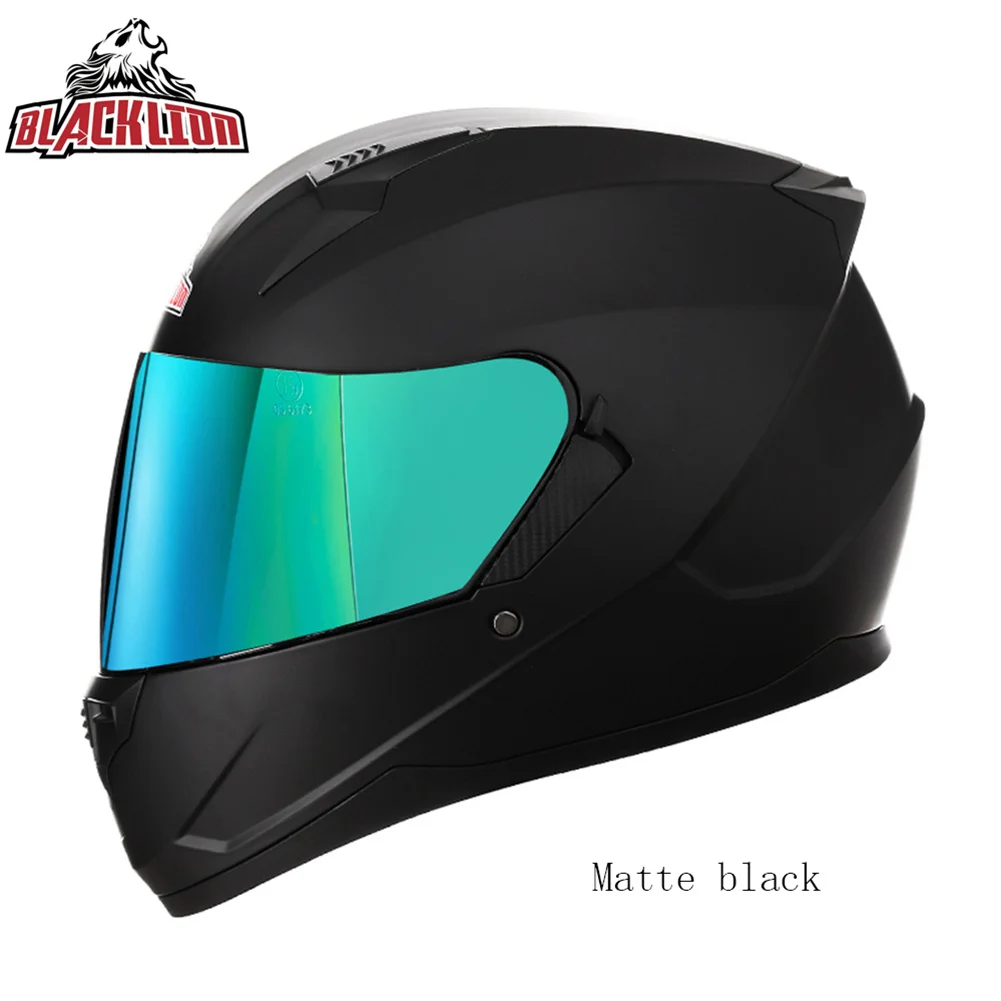 DOT ECE Approved BlackLion High Quality Classic Full Face Motorcycle Helmet Retro Safety Dual Lens Motocross Racing Casco Moto