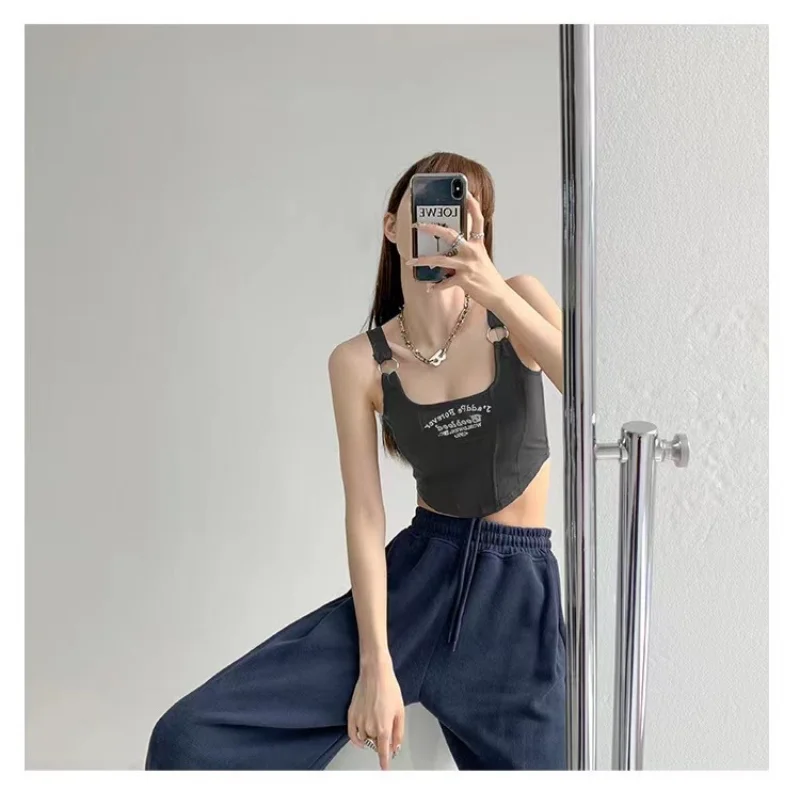 

Женские топы 2023, летний укороченный топ, Женский Топ с подкладкой, сексуальная женская футболка, женский жилет, Топ