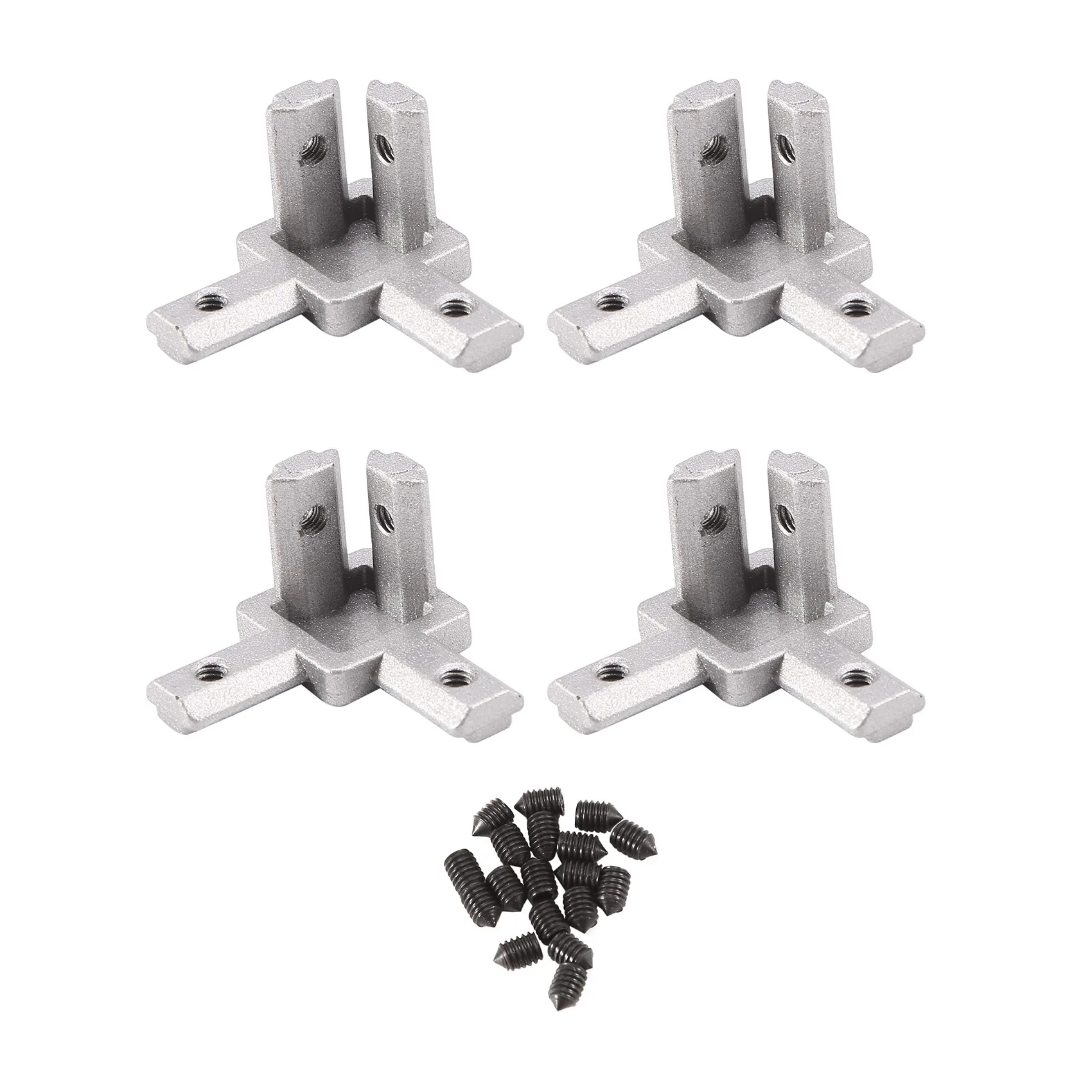 

3-Way End Corner Bracket Connector for T slot Aluminum Extrusion Profile 2020 series (Pack of 4, with screws)