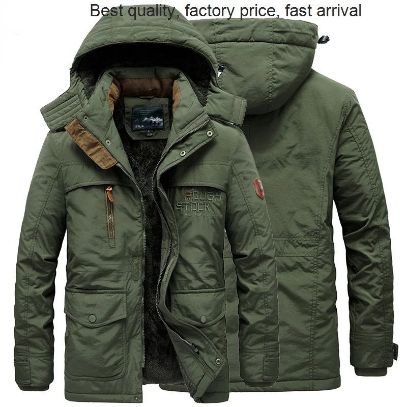 High quality luxury brand Winter Jacket Men Thicken Fleece Jackets Male Streetwear Windbreaker Parkas Coat Detachable Hoodies Co