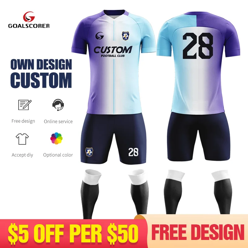 

Wholesale Custom Sublimated Mash Ployester Fabric Printed Logo Youth Soccer Jersey Shorts Sleeve Set Mens Football Uniform W067