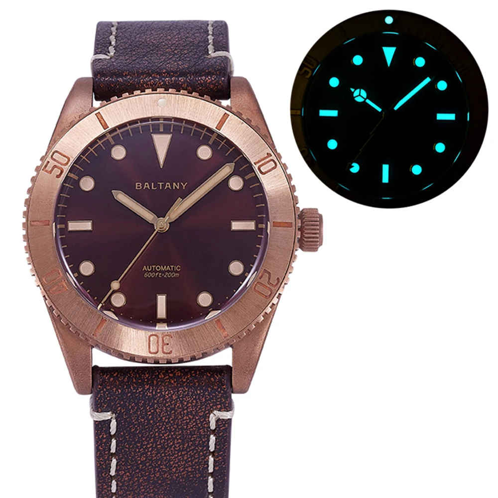 

Часы наручные Baltany Мужские автоматические, винтажные спортивные механические водонепроницаемые в ретро стиле, NH38, 200 м