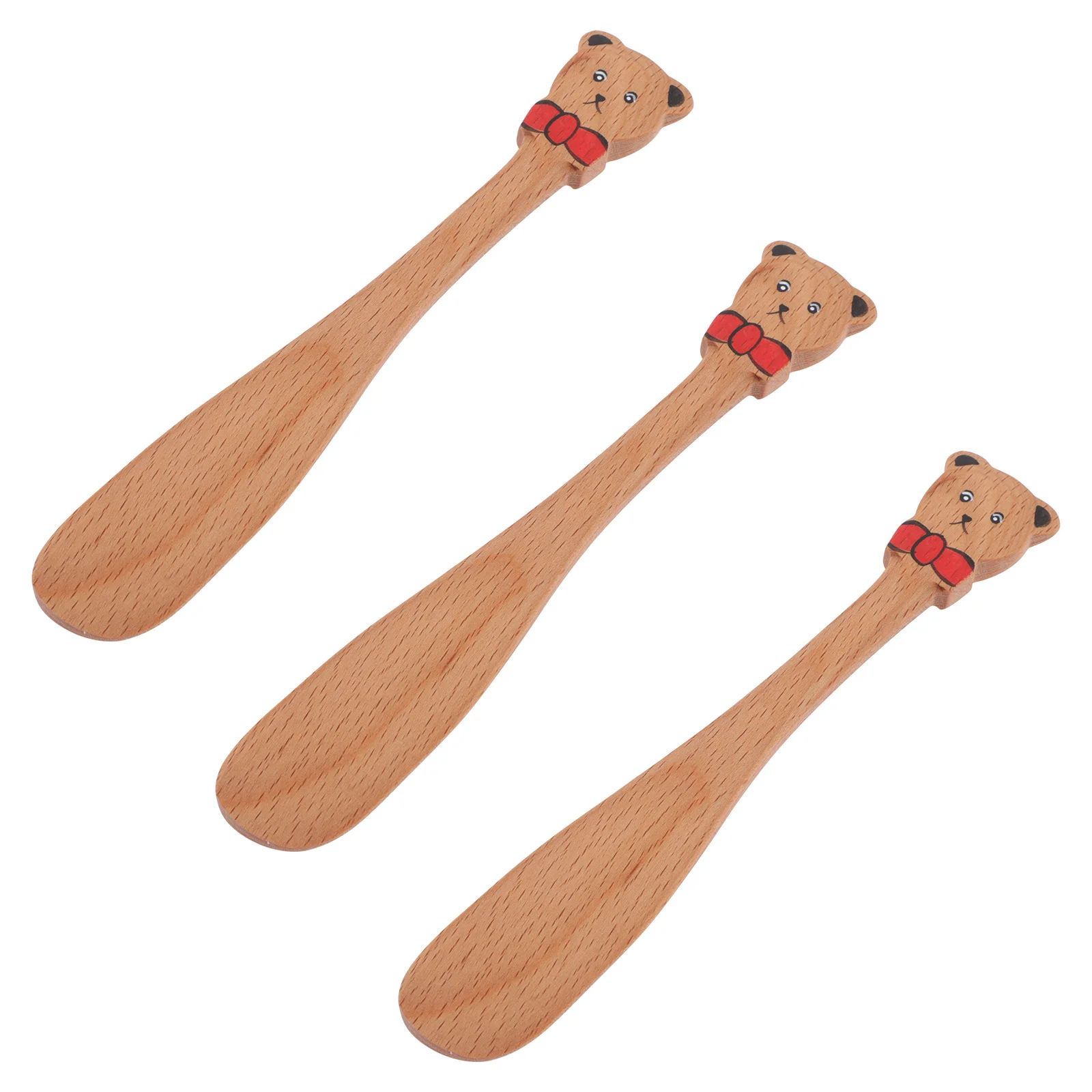 

3pcs Japanese Style Jam Spatulas Beech Wood Butter Scrapers for Home Restaurant