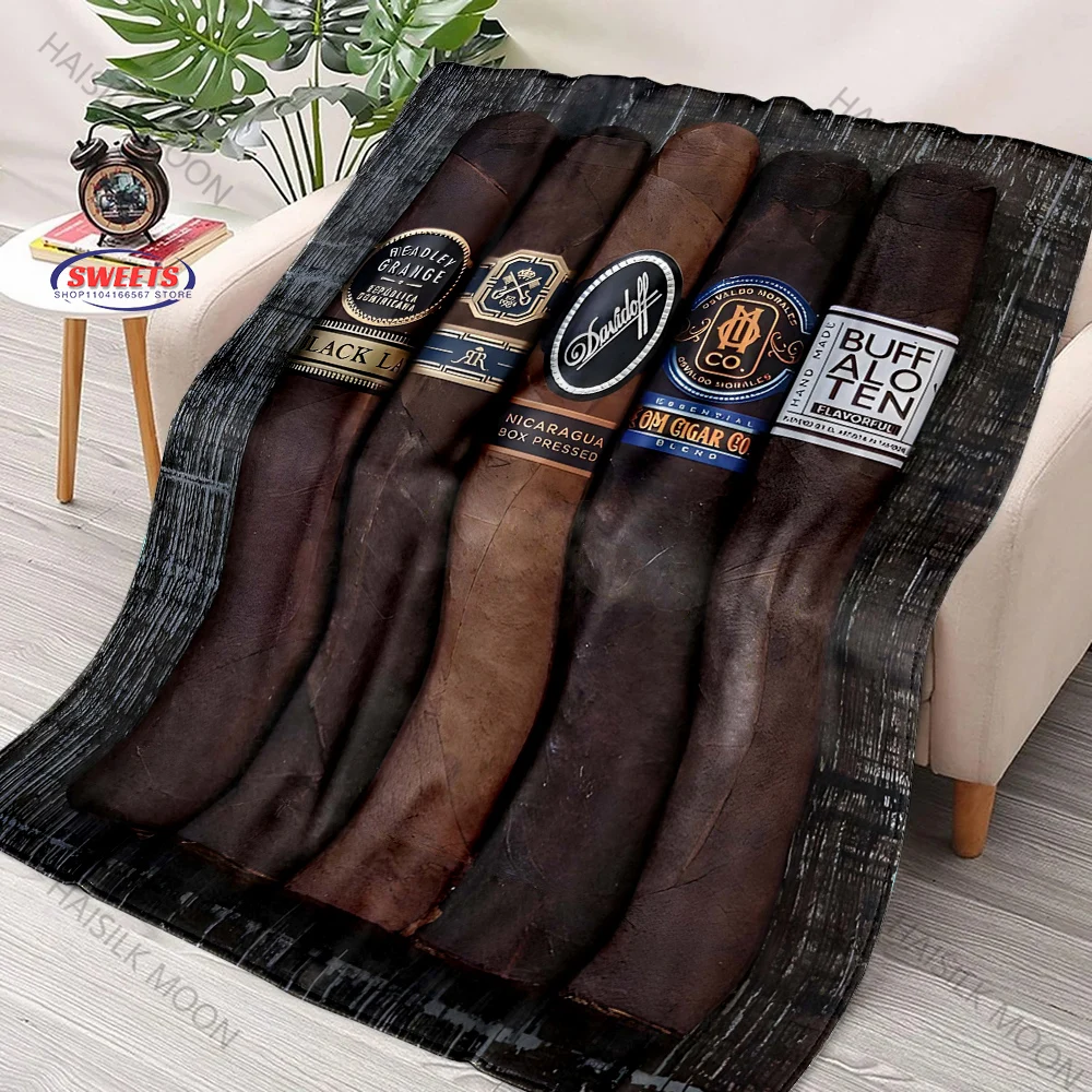 Фото Одеяло с 3D кубинским принтом сигар, подходит для спальни, гостиной, кровати, дивана, офиса, сна, путешествий, кемпинга, отличный подарок на день рождения, Рождество №1