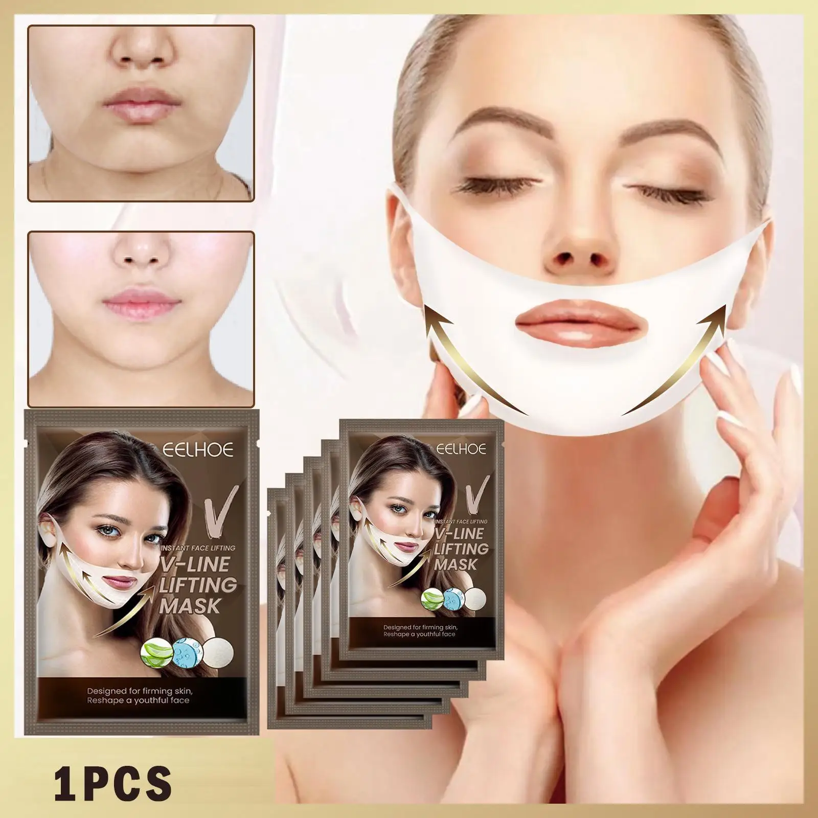 

V-образная линейная маска с двойным редуктором подбородка, пластырь для подтяжки подбородка, V-образная ленточная маска для скульптурирован...