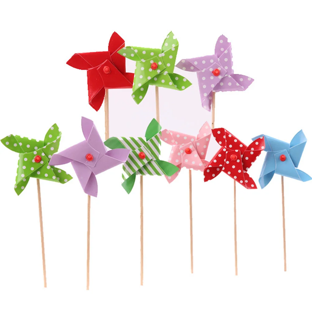 

Pinwheel Picks Cake Windmill Cupcake Topper Mini Toy Pinwheels Rainbow Wind Stakes Decor Toothpicks Pick Wedding Toppers