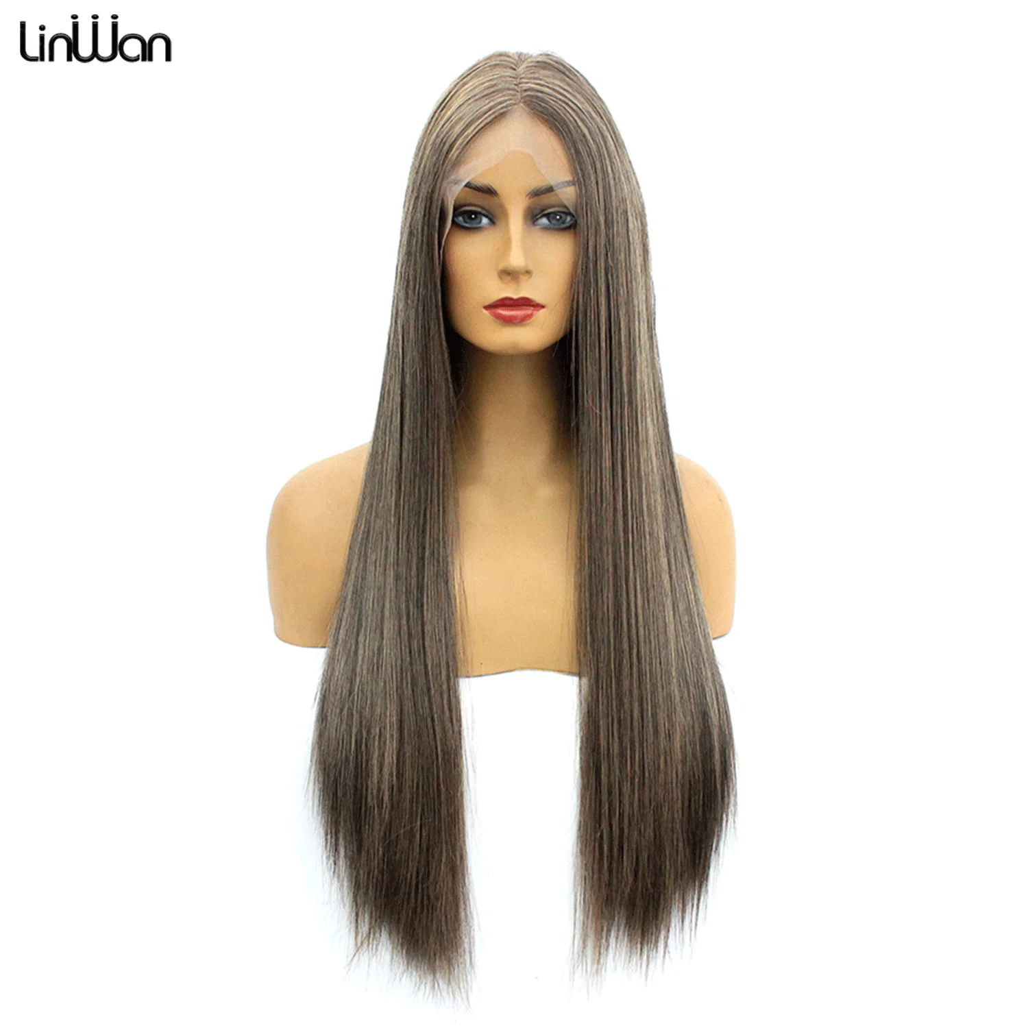 

Lace Front Synthetic Hair Wigs Fast Shipping Blonde Hair Wigs For Women Pre Plucked Long Straight Hair Wigs Heat Resistant 350g