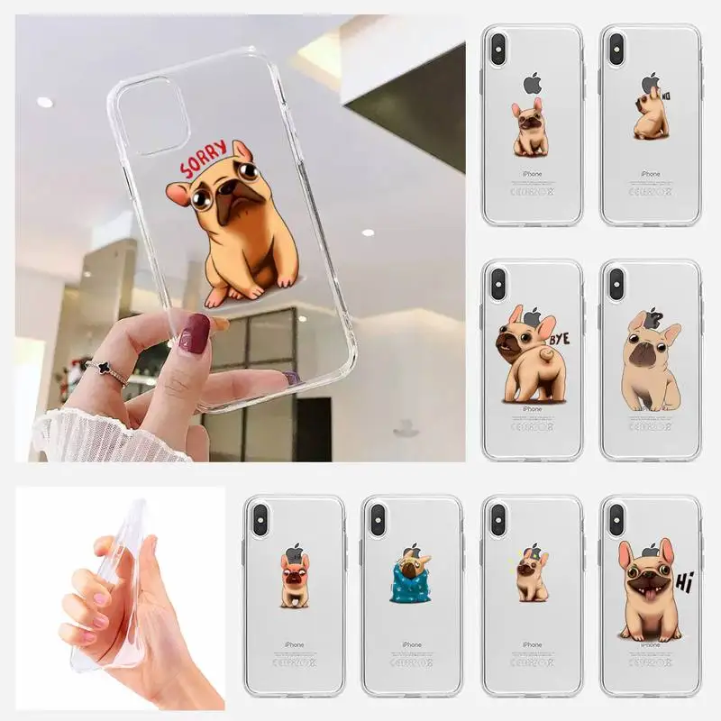 

Cartoon lovely French bulldog Phone Case fundas shell cover for iphone 6 6s 7 8 plus xr x xs 11 12 13 mini pro max