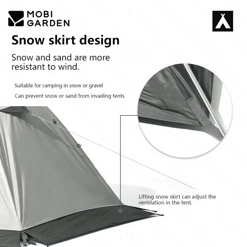 Фото Mobi Garden CM PLUS Уличная портативная палатка для кемпинга Водонепроницаемая четырехсезонная палатка PU4000 мм со снежной юбкой для путешествий Alpine Desert Snow №4