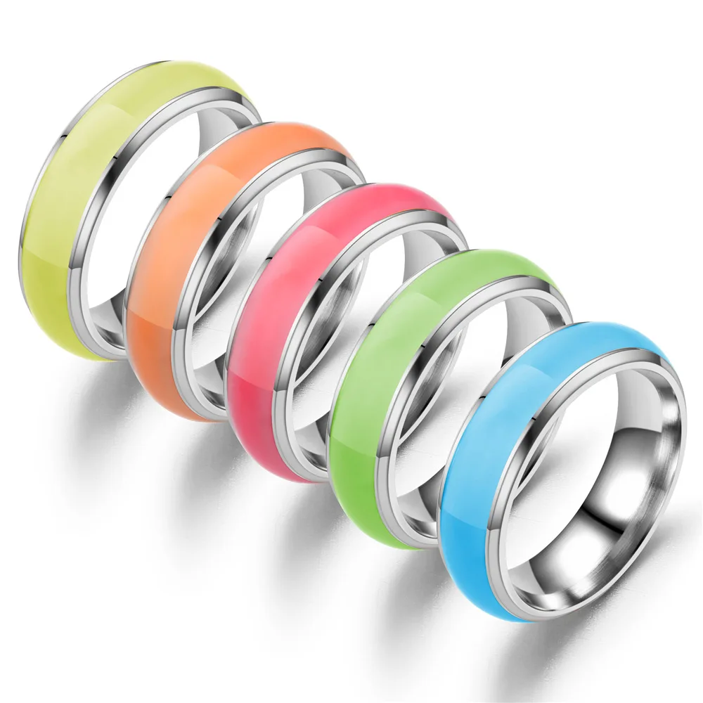 

Creativity Fashion Personality Stainless Steel Luminous Ring for Women Men and Men Simple Couple Wedding Ring Jewelry Gift