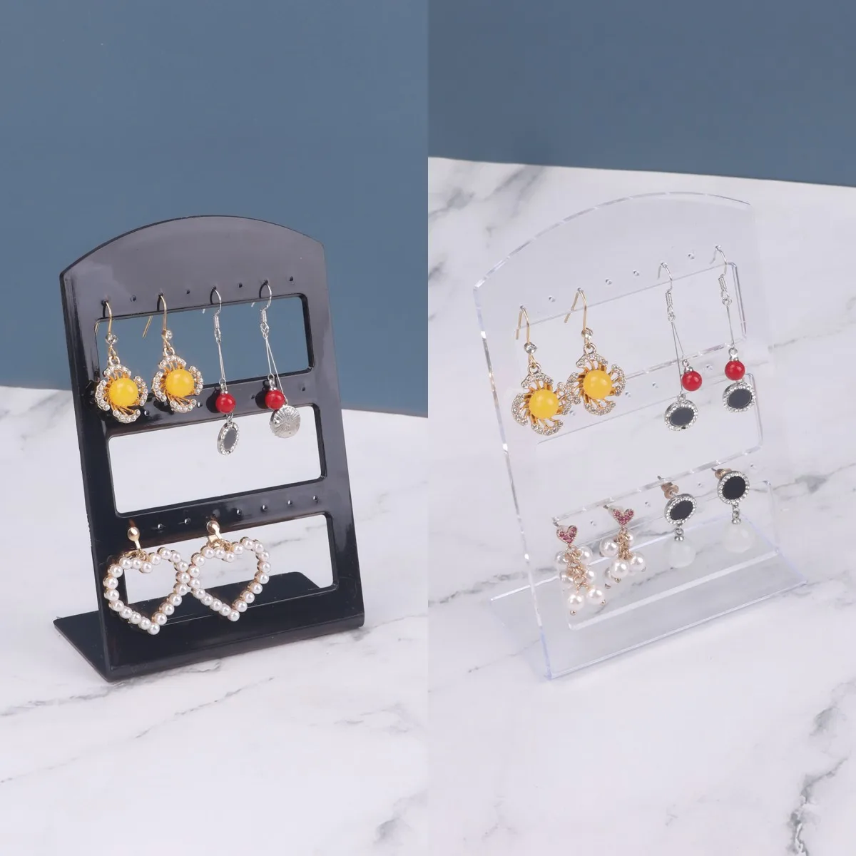 Лидер продаж, подставка для сережек из акрила, 24 пары, черная/прозрачная пластиковая подставка для сережек, подставка для ювелирных изделий, подставка для ювелирных изделий