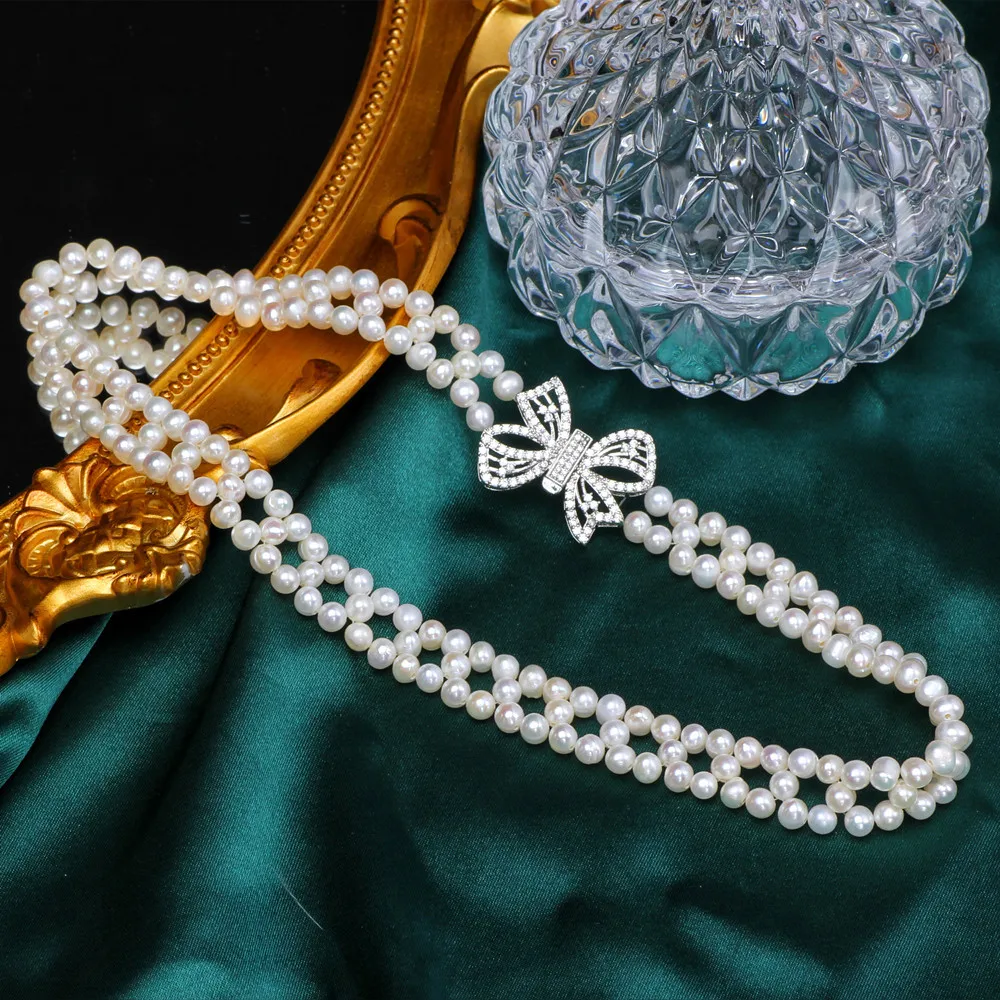 

Fresh and sweet natural freshwater pearl Choker handmade woven DIY pearl necklace