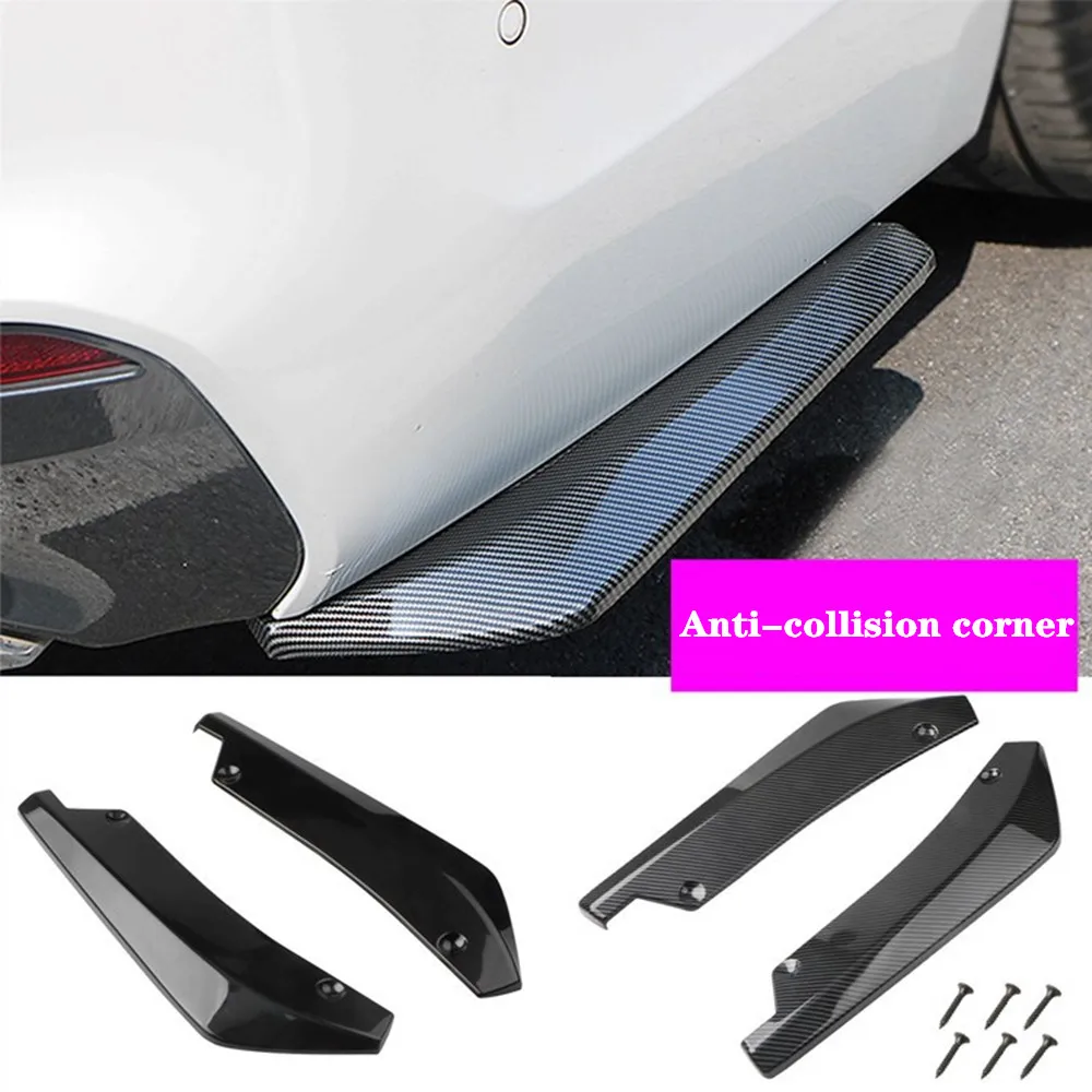 

2Pcs Universal Car Rear Bumper Lip Spoiler Diffuser Splitter Scratch Protector Universal Durable Lightweight with 6 Screws