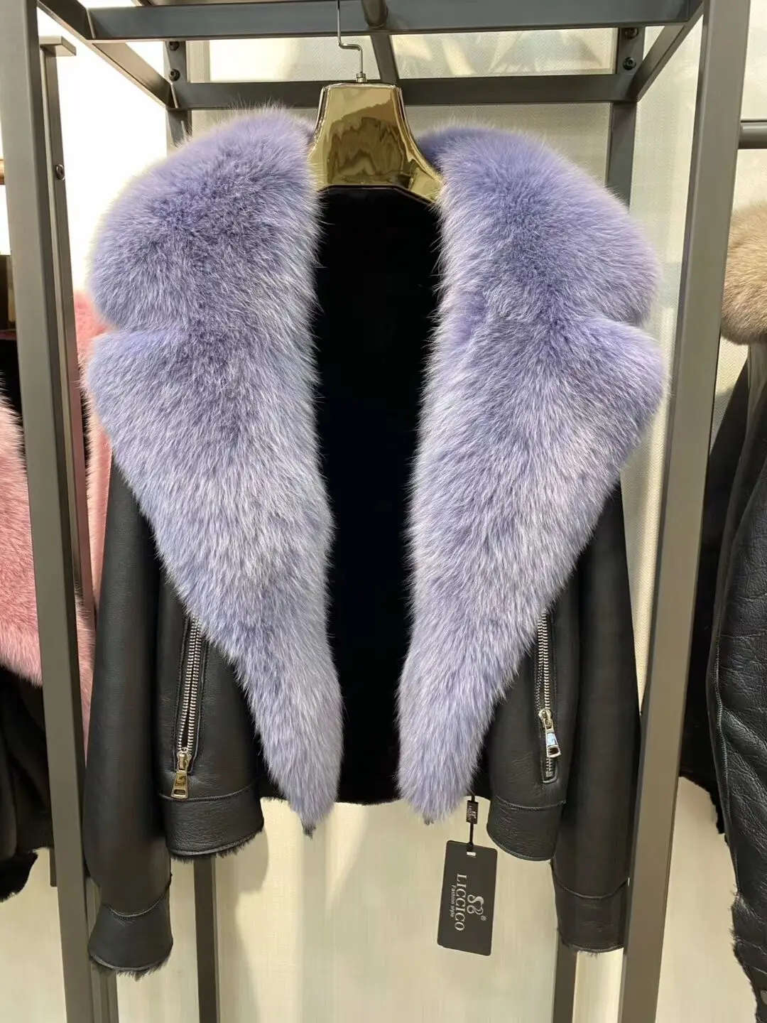 FURTJY New Style Fox Fur Down SheepSkin Short Fur One Big Fox Fur Short Slim Coat
