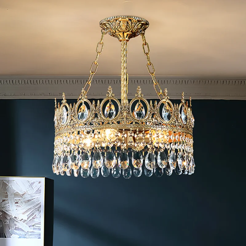 

Chandeliers Lights modern led crystal crown for living room Pendant Lamps indoor lighting luxury copper design decoration lustre