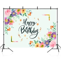 happy birthday personalize diy decoration backdrop watercolor floral photocall photo studio supplies photography background