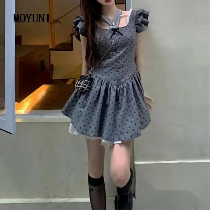 

Летнее милое винтажное платье, женское элегантное Милое сексуальное мини-платье в горошек, шикарное дизайнерское облегающее праздвечерние...