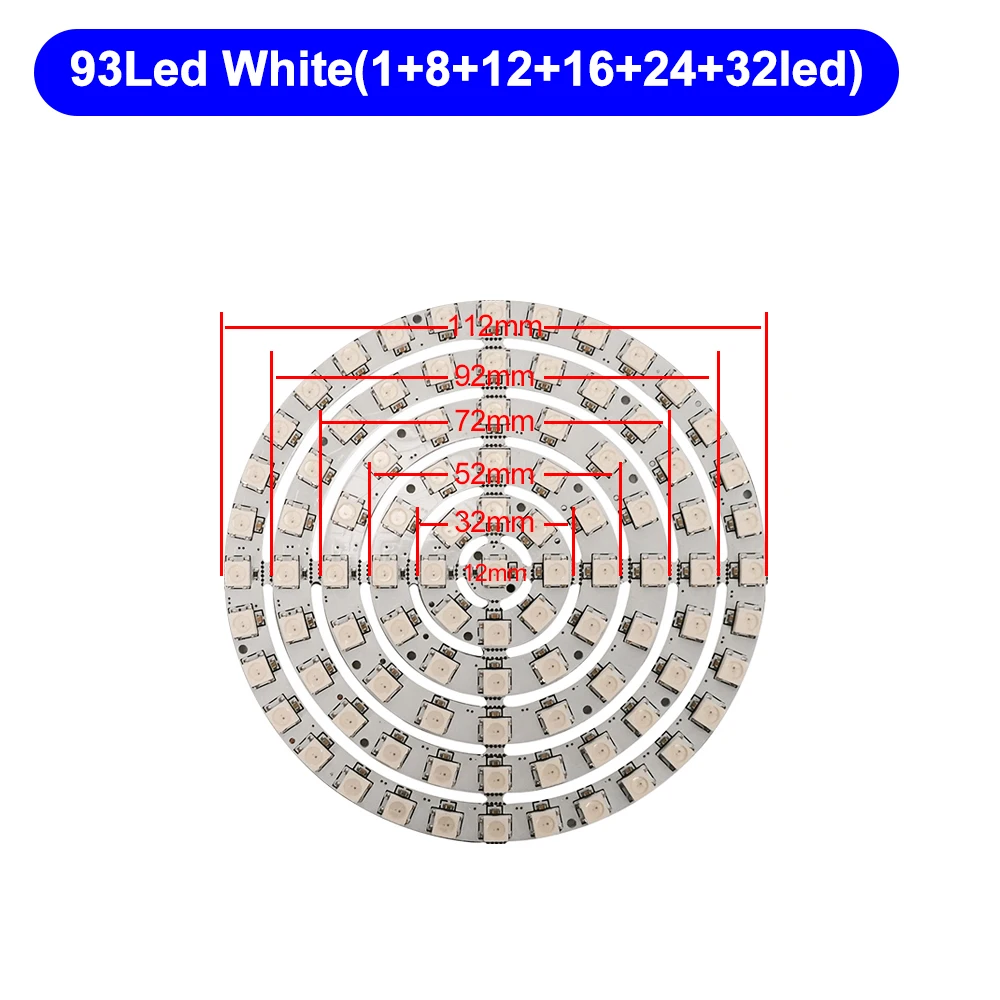 

FUNZENXIN WS2812B RGB светодиодное кольцо 60/88/93/148/241 LED