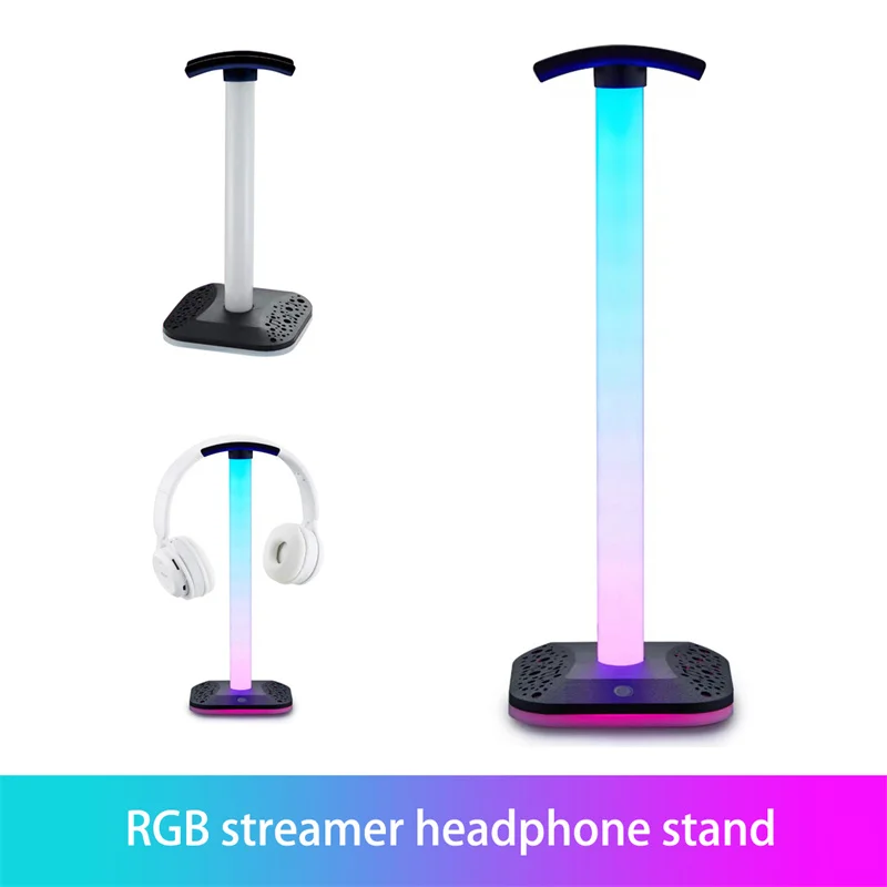 

New RGB Gaming Headphone Stand Touch Control Strip Light Desk Gaming Headset Holder Hanger Computer Desk Decorative Accessories