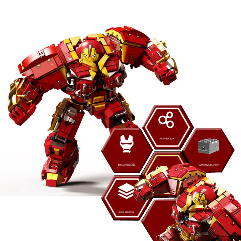 

NEW 2022 MK44 Hulkbuster Marvel Avengers Heroes Iron Man Helmet Hulk Mecha Armor Figures Building Block Bricks Boy Kid Gift Toy
