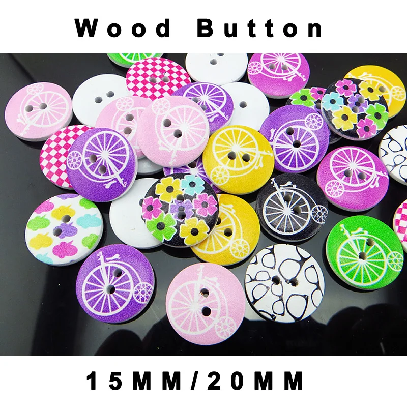 

50 шт., деревянные велосипедные пуговицы
