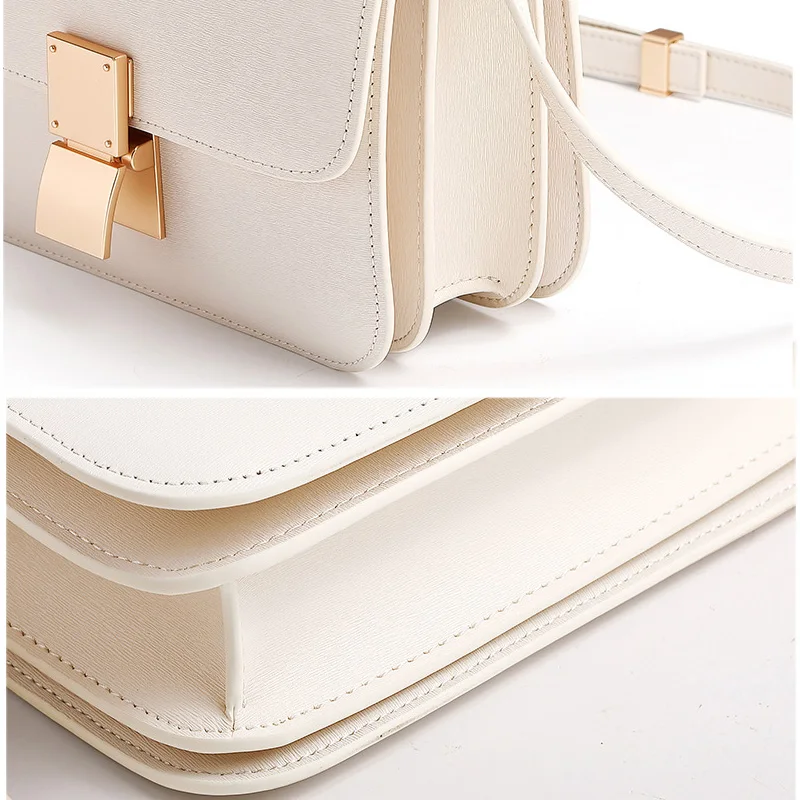 Women's Bag Lady Luxury Box Bag Retro Tofu Small Square Shoulder Bag Messenger Female Split Leather Flap Handbag 2022