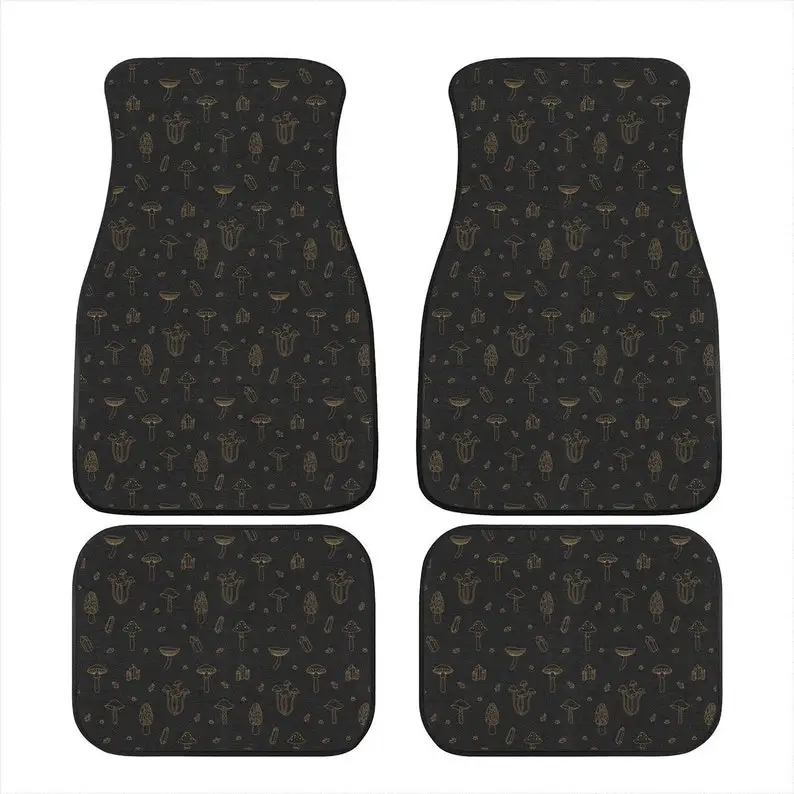

Esoteric Mushrooms Magical Crystals Car Floor Mats - Whimsical Car Decor, Morels Fungi, Healing Gemstone, Protective Car Accesso