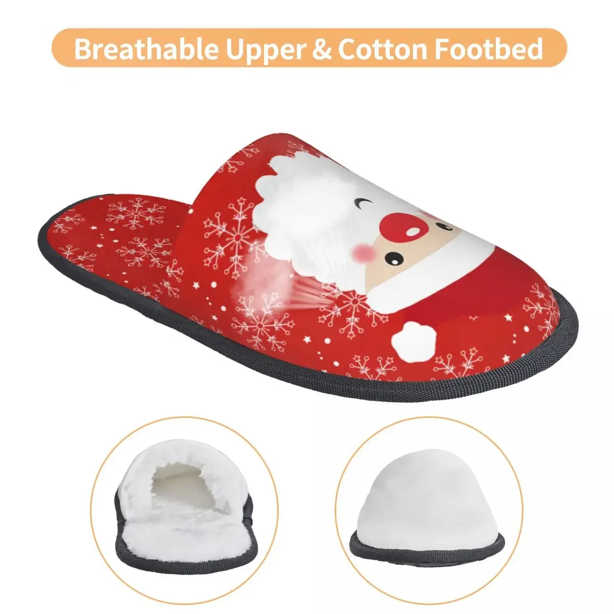 Домашние тапочки с рождественской головой мягкие теплые пушистые из пены