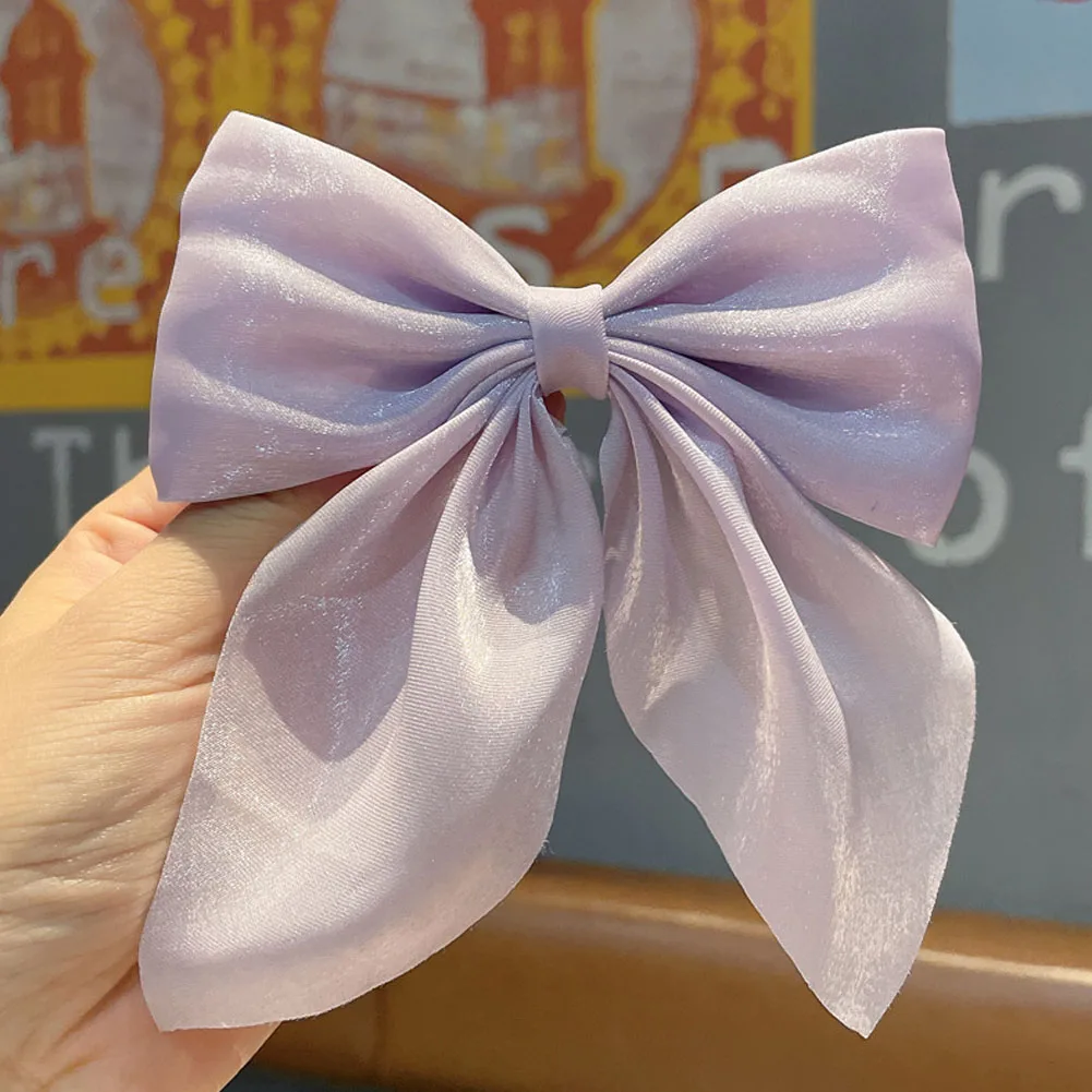 

Chiffon Bow Hair Clip Retro Ponytail Holder Hair Accessorie Big Size Hair Bands Solid Color Women Barrettes New Hairpins