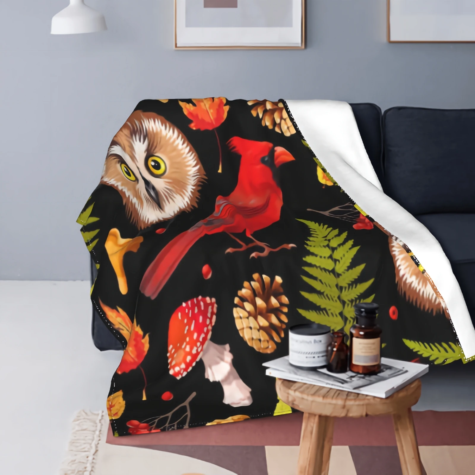 

Forest Seamless Pattern With Owl And Leaves Blanket for Couch Blanket Super Soft Cozy Plush Microfiber Fluffy Blanket