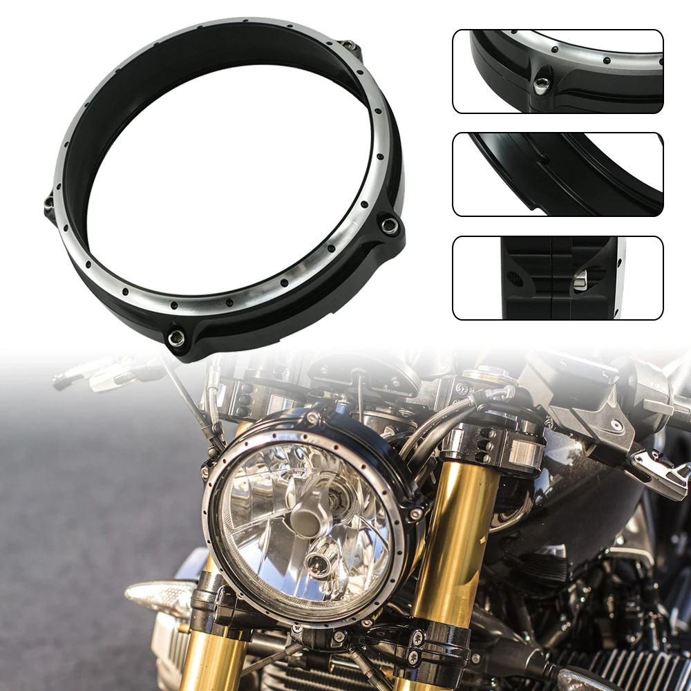 For BMW R9T R NINE T nineT Scrambler Pure /5 2014 2015-2020 Motorcycle Aluminum Headlight Headlamp Bezel Trim Ring Cover Black