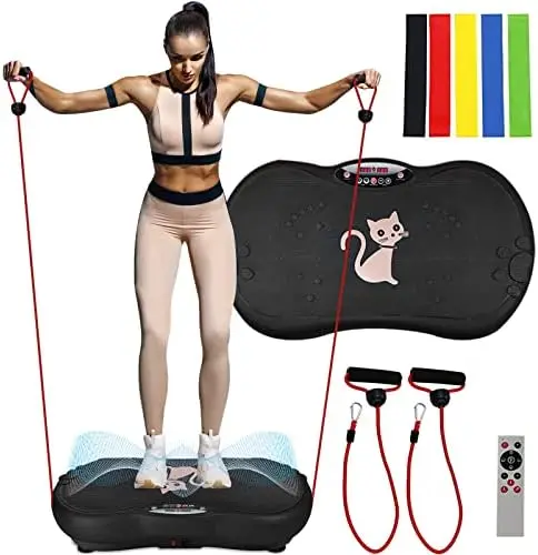 

Plate Exercise Machine Whole Body Workout Machine Vibration Fitness Platform Machine Home Training Equipment with Resistance Ban