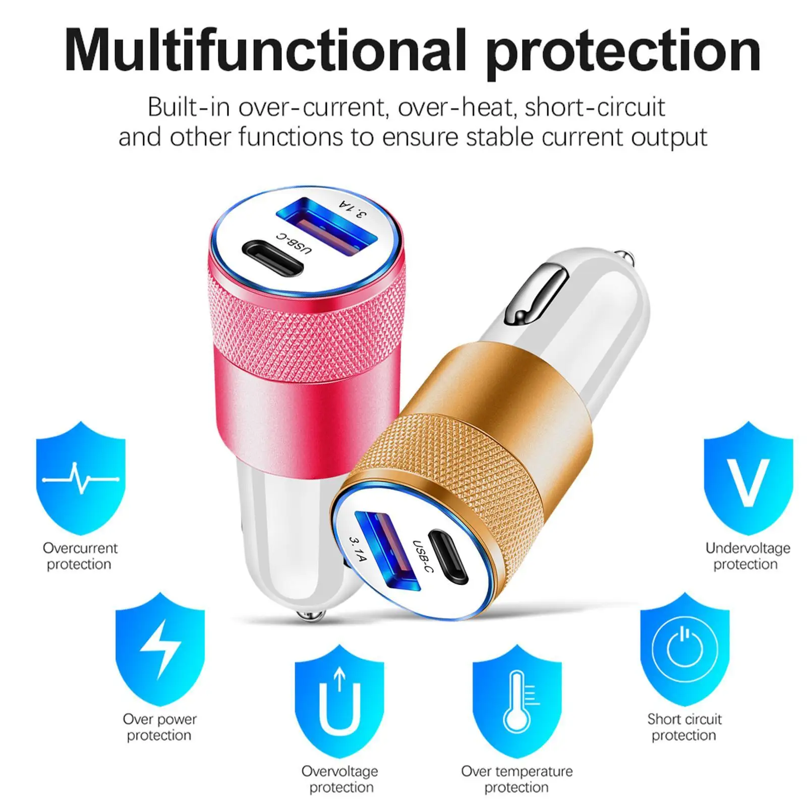 

PD Car Charger 15W Car Phone Charger USB Type C Fast Charging in Car USB-C Adapter For Mobile Xiaomi Note 11 iPhone 13 12 QC 3.0