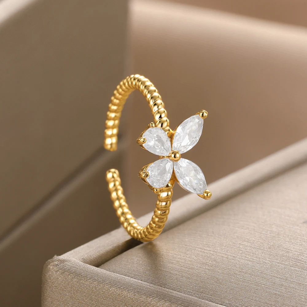 

Crystal Butterfly Rings for Women Fashion Popular Party Copper Charm Adjustable Ring Best Friend Gift Wedding Gift Jewelry Sets
