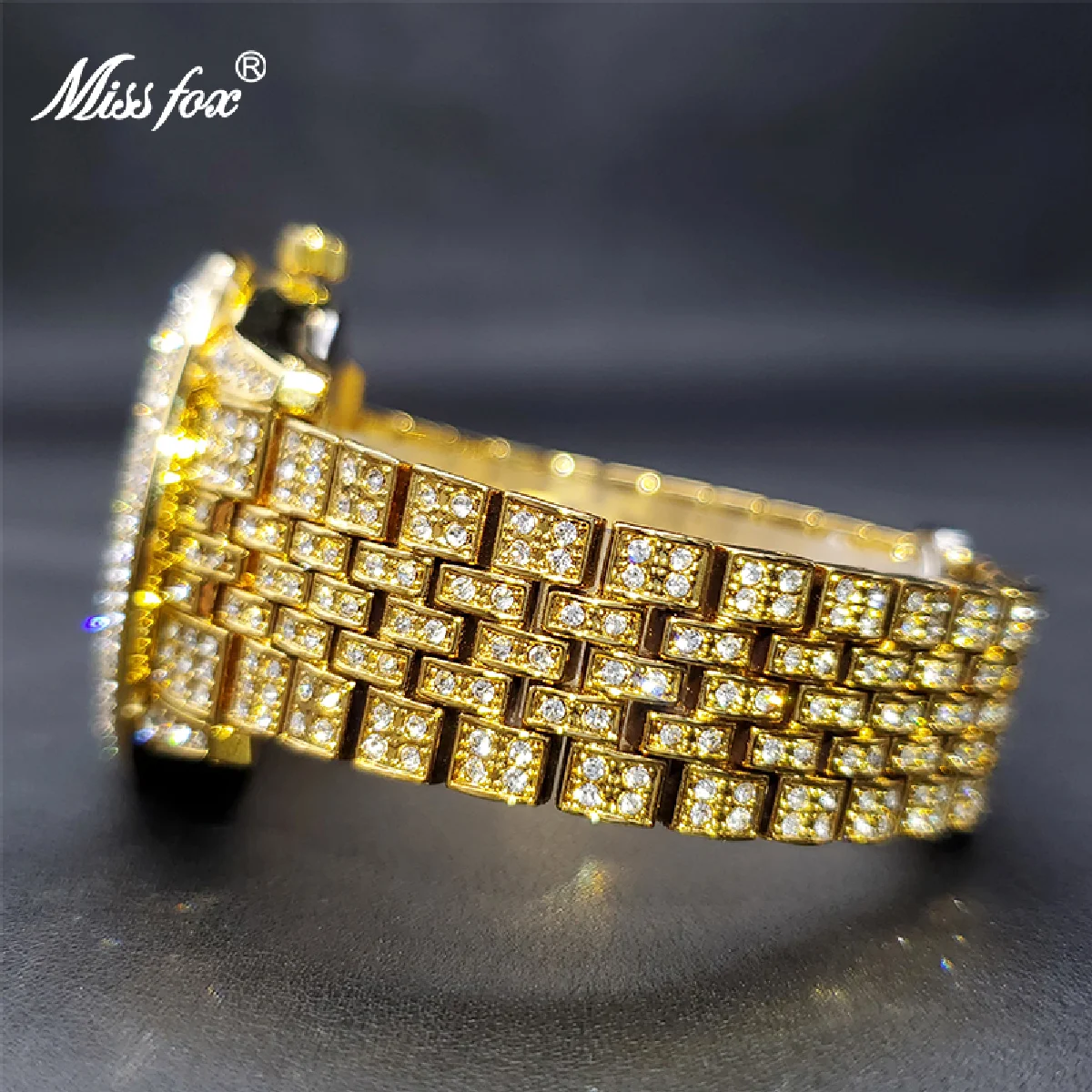 New Women's Fashion Watch 18K Gold Full Moissanite Iced Out Watch For Ladies Auto Calendar Waterproof Rel��gio Feminino Dourado