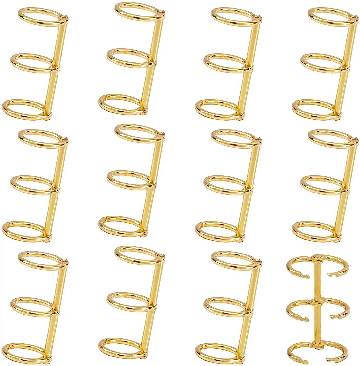 

3 Ring Binder, Gold Book Ring Metal Pine Leaf Binder Ring, Ring Buckle Bifurcated Hinge, Suitable for Notebook Diary Album Bindi