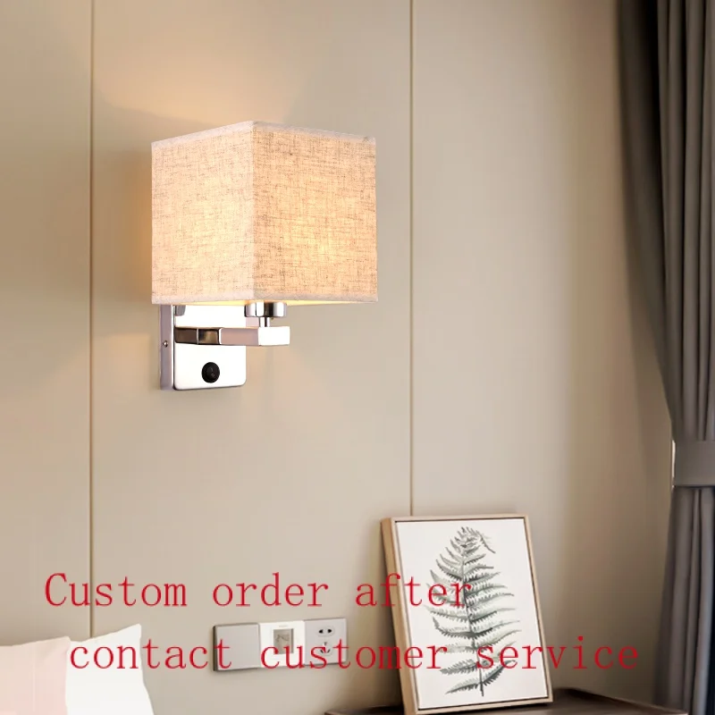 

French creative design square LED wall lamp fashion simple bedroom bedside reading lamp home decorative lamp