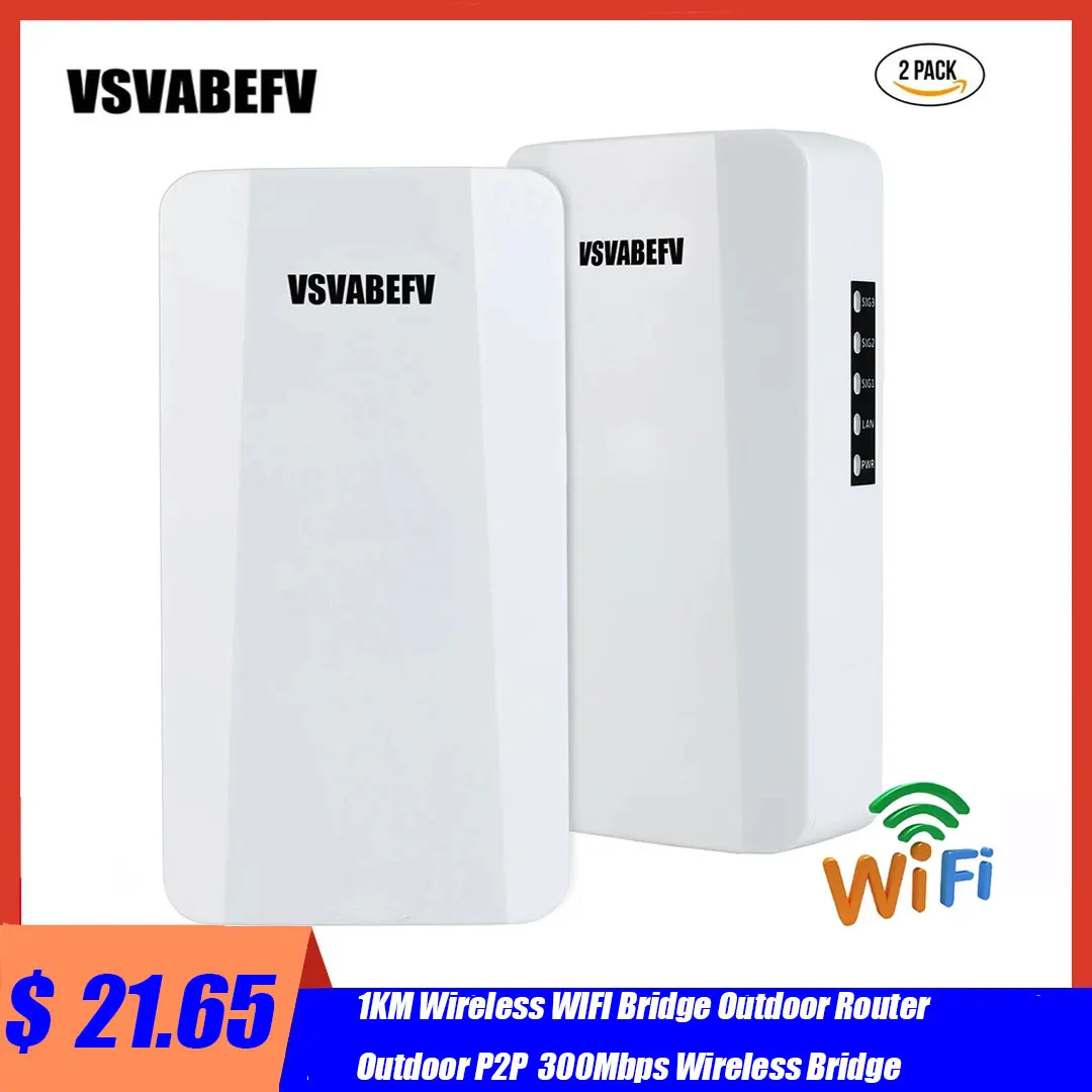 VSVABEFV Outdoor Wireless WIFI Router 1KM WIFI Bridge 300Mbps Wireless CPE Router With 24V POE Adapter for IP Camera
