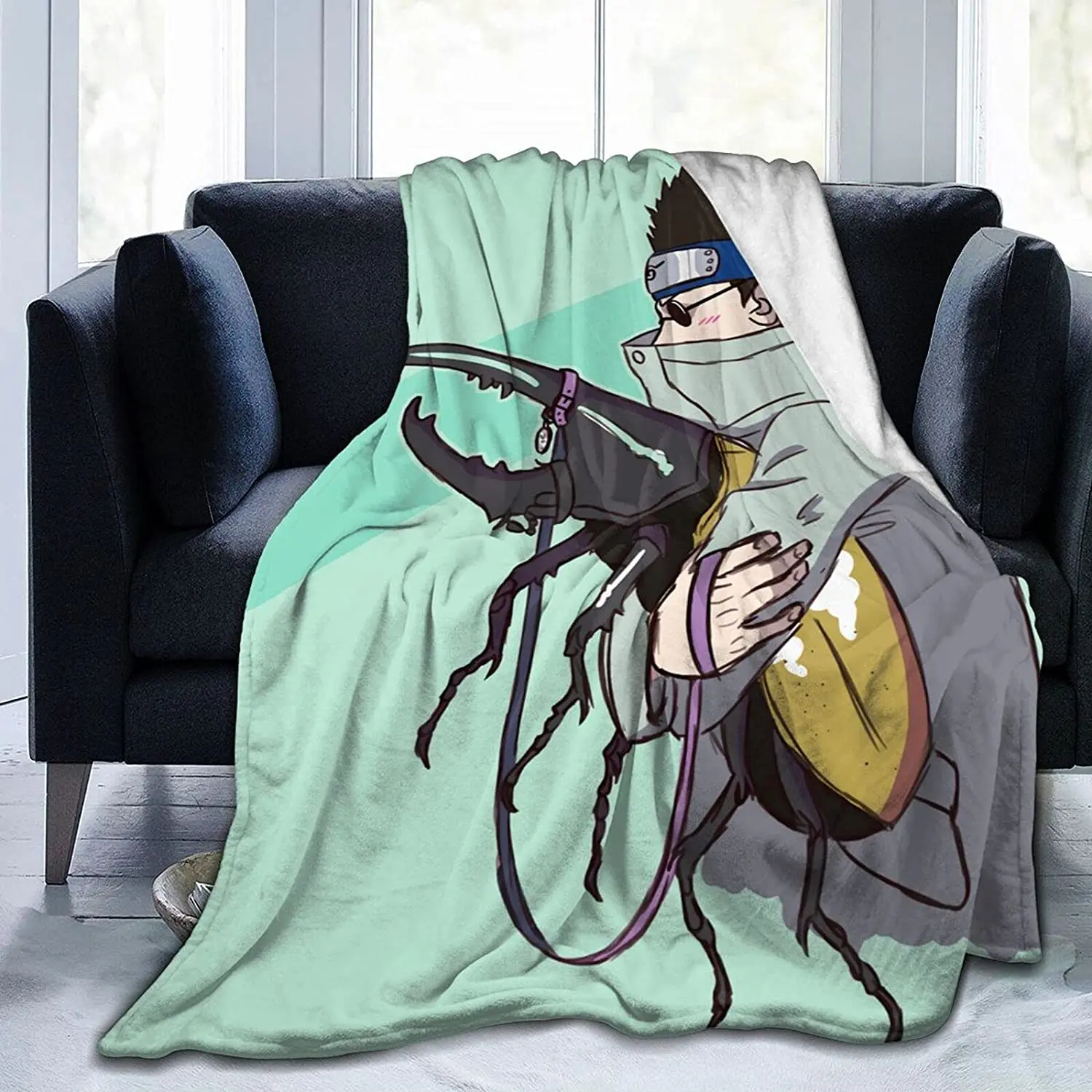 

Shino Aburame Fluffy Soft and Comfortable Blanket, Anime Warm Embrace of Sympathy