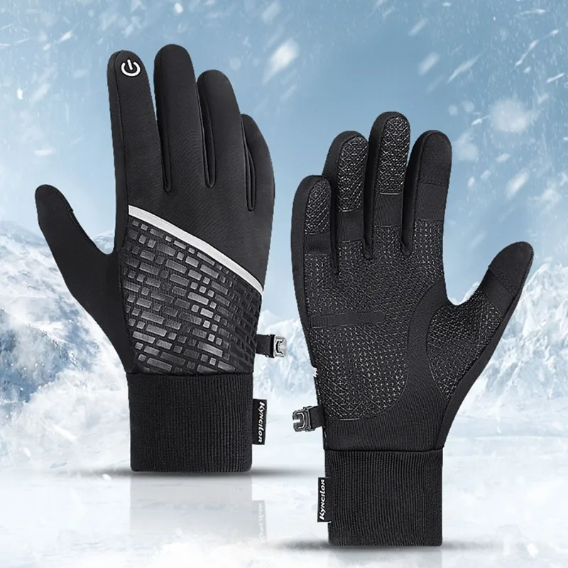 

Водонепроницаемые велосипедные перчатки, зимние велосипедные перчатки для сенсорного экрана, ветрозащитные теплые велосипедные перчатки ...