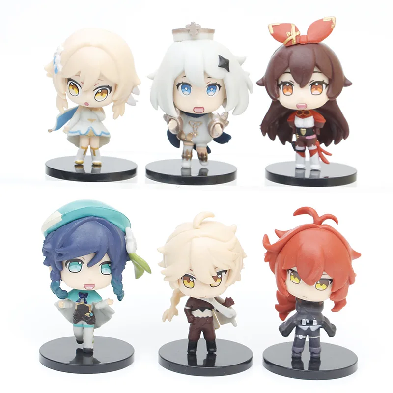 

7cm 6pcs/set Genshin Impact game figure anime Paimon figurine Klee Barbatos Lisa Minci Action Figures PVC Collection Model Toys