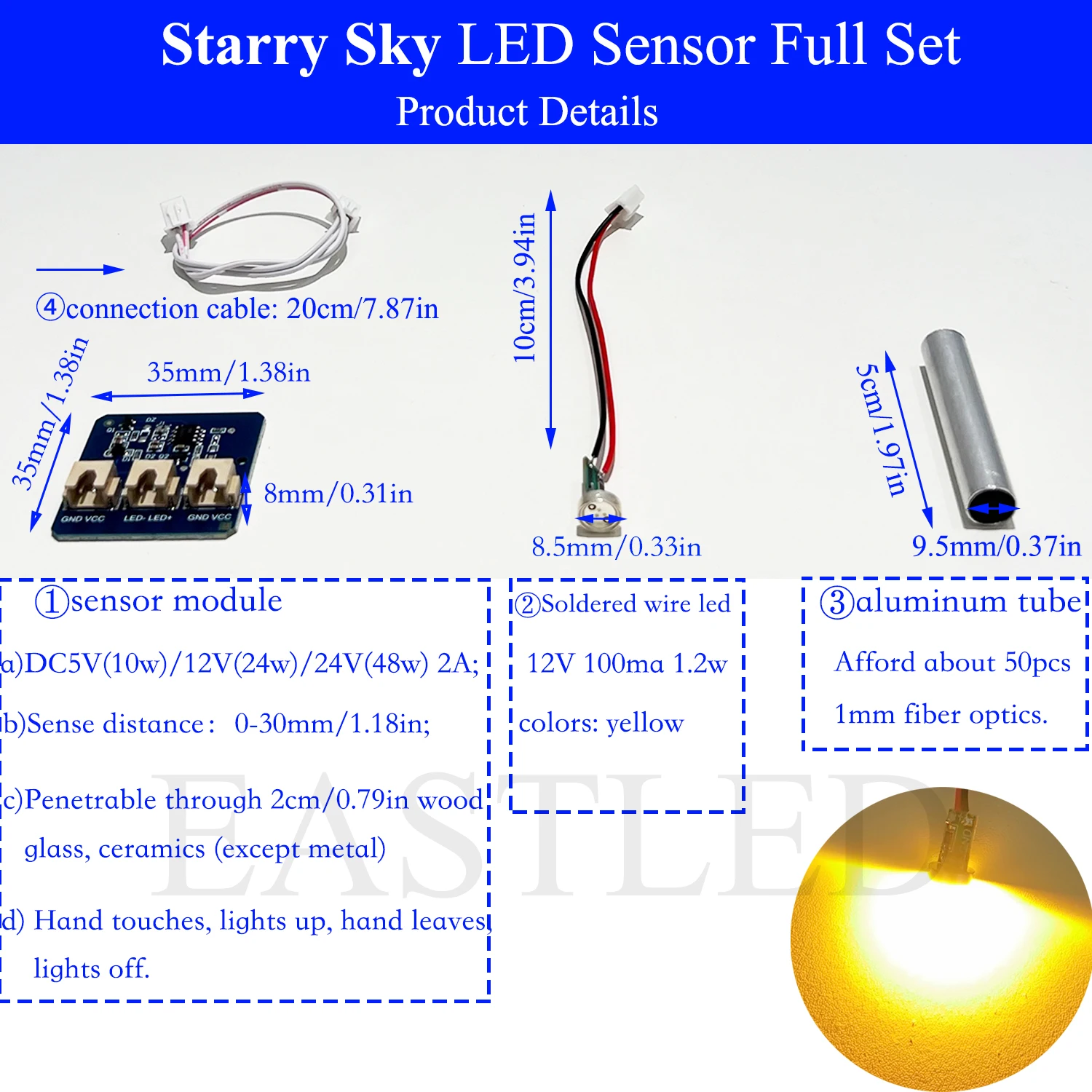 

Новый сенсорный модуль Starry Sky, оригинальный сенсорный модуль, сенсорный модуль, стиль Tiktok, сделай сам, светодиодный COB, белый, синий, Φ DC5, 2A, 5 В, 12 В, 24 В