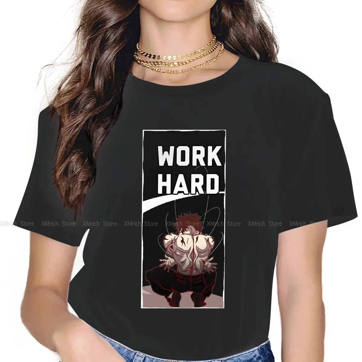 

Motivation Women Clothing Grappler Baki Hanma Yujiro Dou Manga Graphic Female Tshirts Vintage Gothic Loose Tops Tee Kawaii Girls