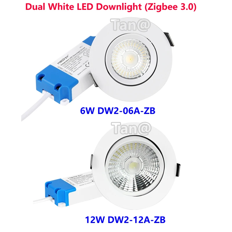 2.4G 6W 12W Dual White LED Downlight (Zigbee 3.0)DW2-06A-ZB DW2-12A-ZB Smart RF Dimmable Lamp APP/Voice Control AC 100-240V